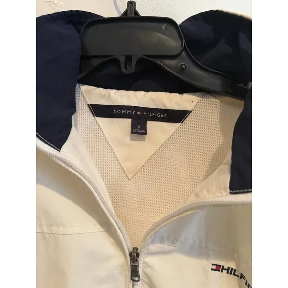 Tommy Hilfiger Water Hooded Windbreaker Jacket Men's M Medium White - Picture 3 of 5